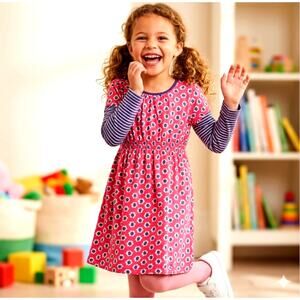 Mini Boden Mixed Print Dress Girls Size 5-6 Years Watermelon Purple Cotton